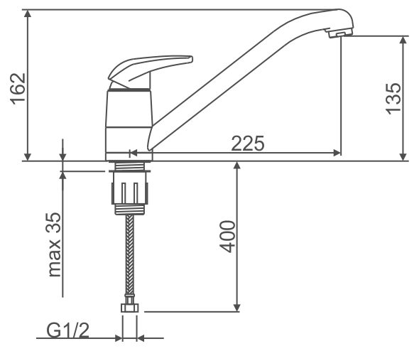 Однорычажный смеситель для кухни с длинным поворотным изливом SWES RONDO 1BKVM3