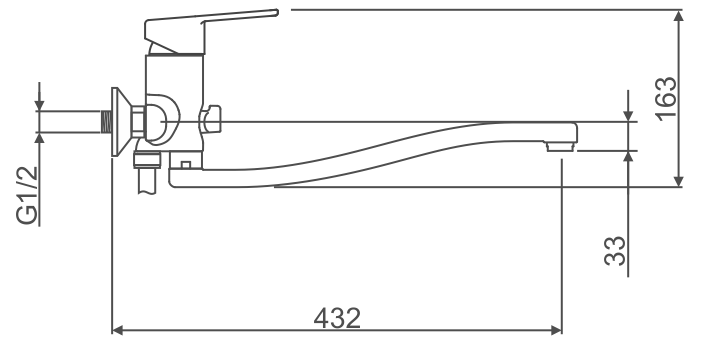 Однорычажный универсальный смеситель с длинным изливом SWES FANTO 1MCOE6