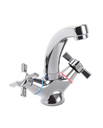 Двухвентильный смеситель для раковины с коротким поворотным изливом 1