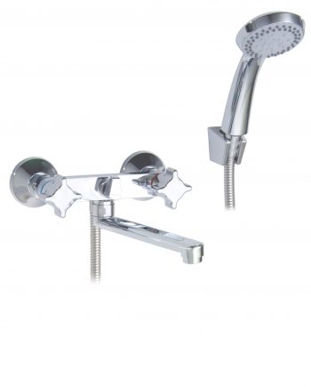 Двухвентильный смеситель для ванны с коротким изливом 1