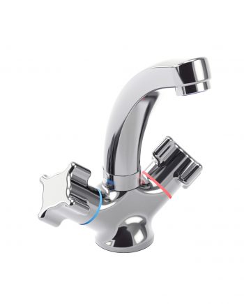 Двухвентильный смеситель для раковины с коротким поворотным изливом 1