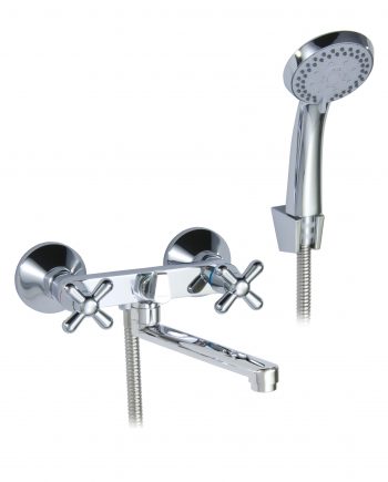 Двухвентильный смеситель для ванны с коротким изливом 1