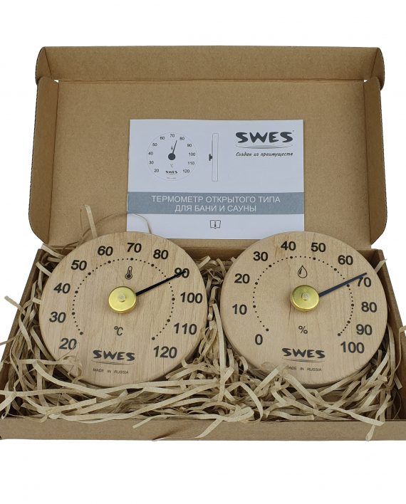 Термометр 20-120С+ гигрометр 0-100% биметалл открытый BO-240-002 ольха SWES